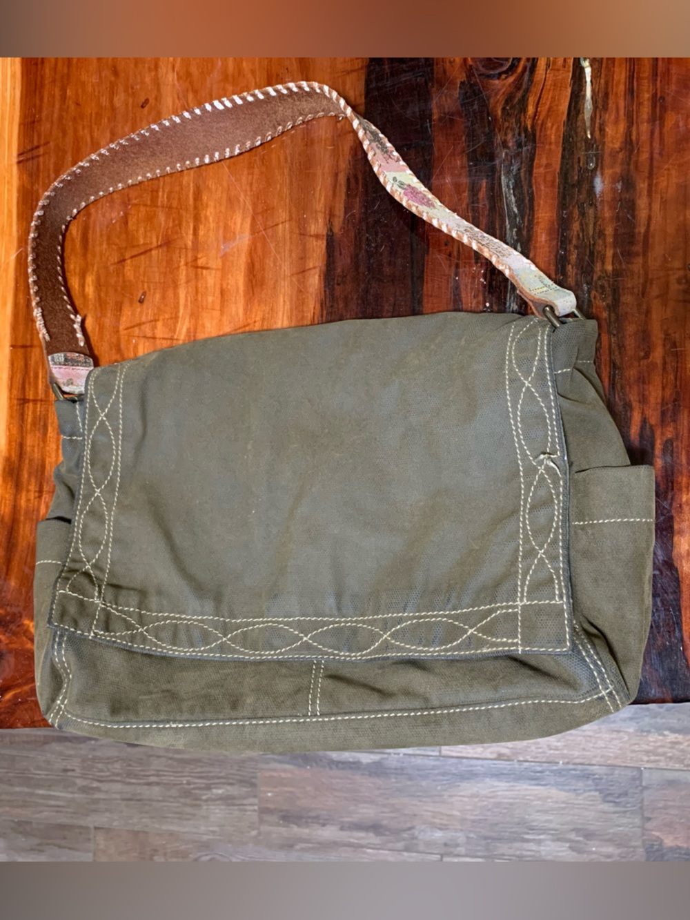 Fossil Olive Green Canvas with Rodeo Queen leather Strap